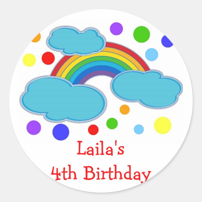 Rainbow Birthday Party Favour Labels (Front)