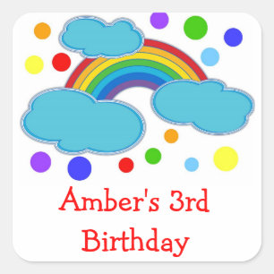 Rainbow Birthday Party Favour Labels Sticker
