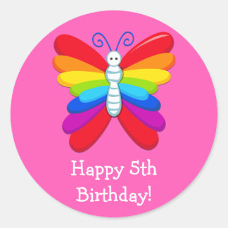 Rainbow Birthday Party Favour Sticker
