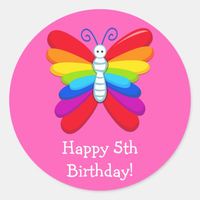 Rainbow Birthday Party Favour Sticker (Front)