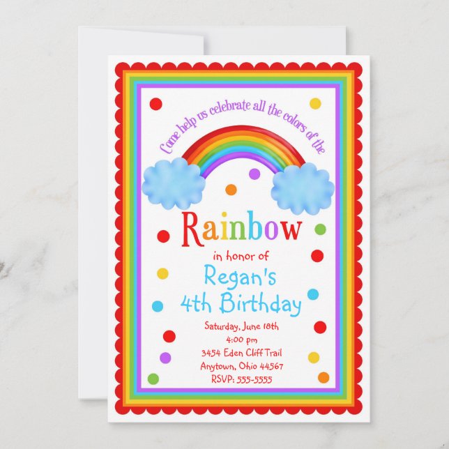 Rainbow Birthday Party Invitation (Front)