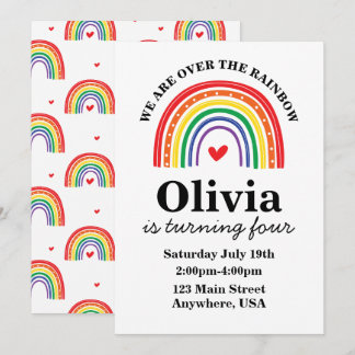 Rainbow birthday party invitation 