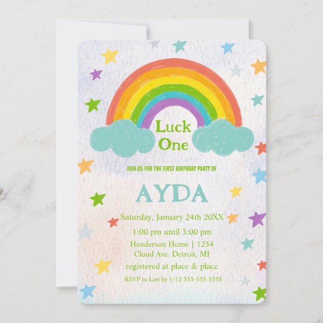 Rainbow Birthday Party Invitation (Front)
