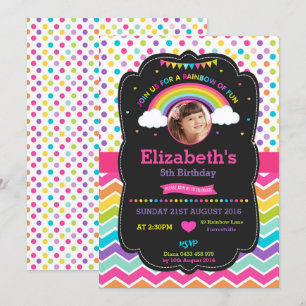Rainbow Birthday Party Invitation Card Photo