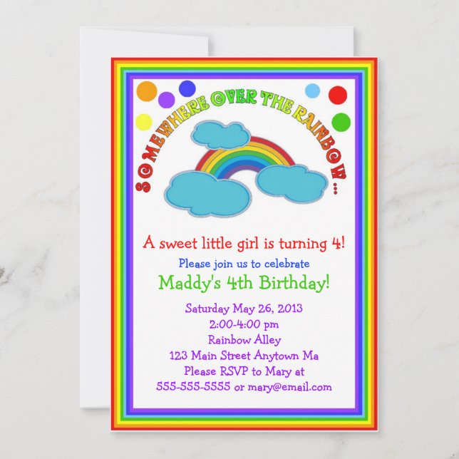 Rainbow Birthday Party Invitations (Front)
