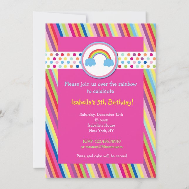 Rainbow Birthday Party Invitations (Front)