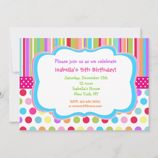 Rainbow Birthday Party Invitations (Front)