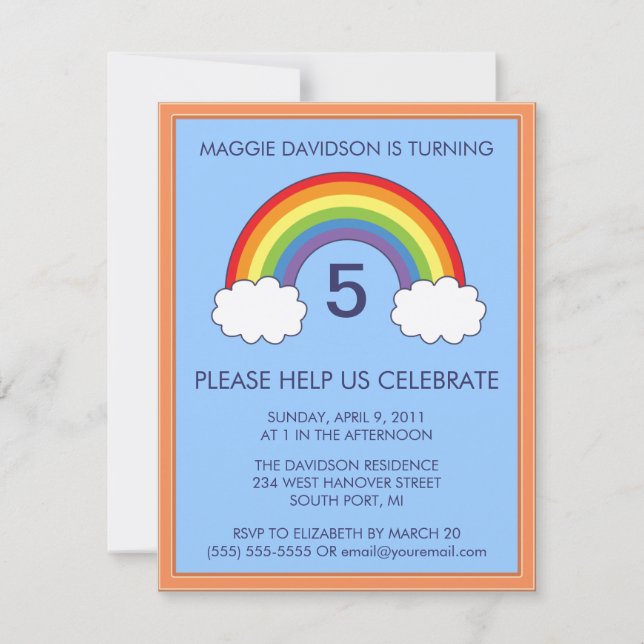 Rainbow Birthday Party Invitations (Front)