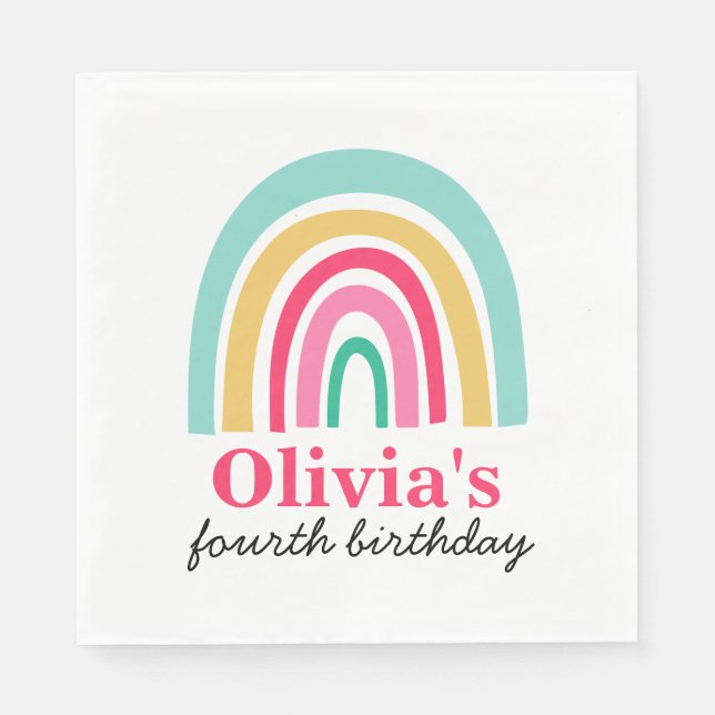 Rainbow birthday party napkin (Front)
