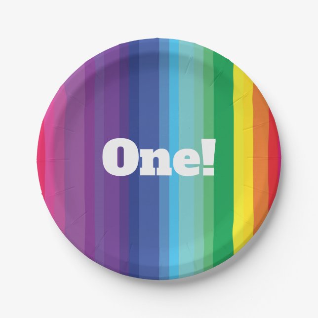 Rainbow Birthday Party Paper Plate (Front)