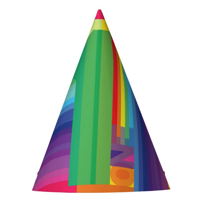 Rainbow Birthday Party Party Hat (Front)