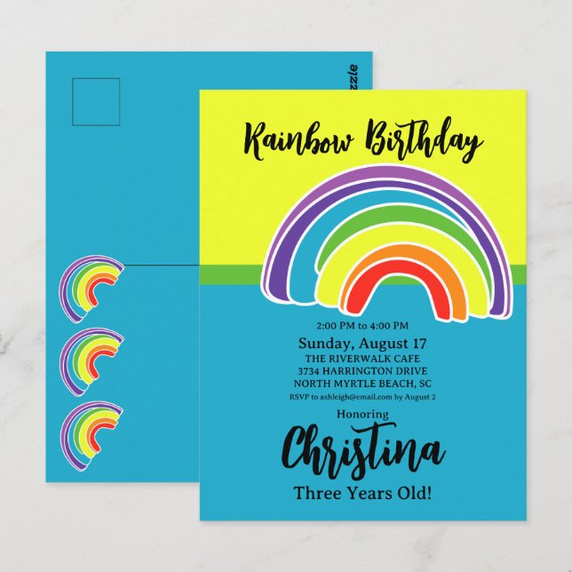 Rainbow Birthday Party Postcard (Front/Back)