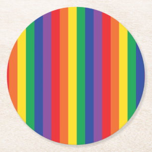 Rainbow Birthday Party Round Paper Coaster