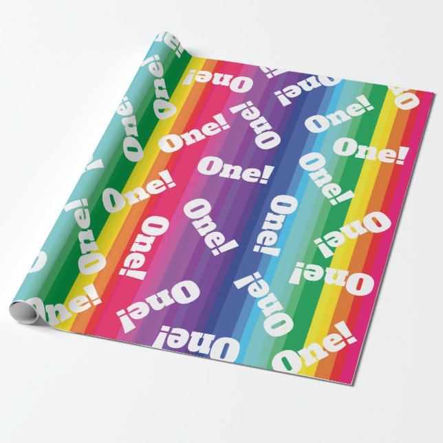 Rainbow Birthday Party Wrapping Paper (Unrolled)