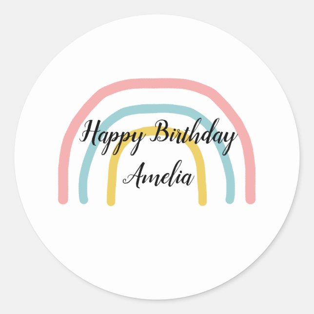 Rainbow Birthday Pastel Painting Stickers (Front)