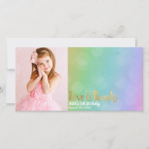 Rainbow Birthday Photo Love & Thanks Thank You