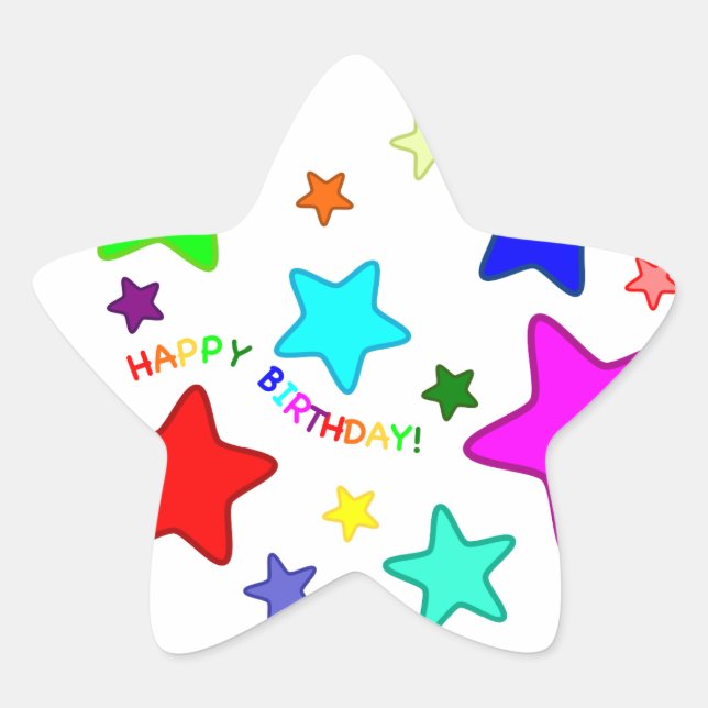 Rainbow Birthday Stars Star Sticker (Front)
