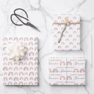 Rainbow Birthday Wrapping Paper Sheets 