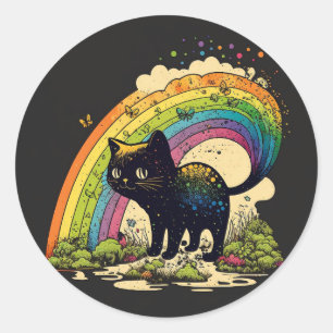 Rainbow black cat sticker lgbtq