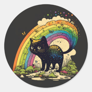 Rainbow black cat sticker lgbtq