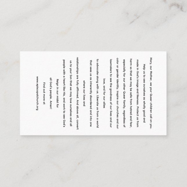 Rainbow Black Madonna Holy Card (Back)