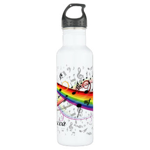 Rainbow Black Musical Notes on Grey 710 Ml Water Bottle