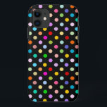 Rainbow & Black Polka Dot pattern iPhone 11 Case<br><div class="desc">polka, dot, dots, cute, retro, rainbow, rainbow dots, rainbow polka dots, black, funky, 1950s, designer, cover, covers, cool, trendy, fun, design, apple, colours, colour, casemate, cases, polka dots, polka dot, spots, spotty, dotty, vintage, girly, cheerful, jolly, happy, 50s, colourful, multicolor, multicolored, colourful, multicolour, teenage</div>