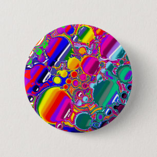 Rainbow Blast Abstract Art   6 Cm Round Badge