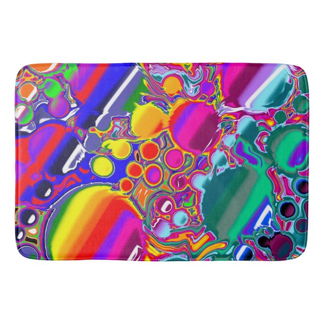 Rainbow Blast Abstract Art   Bath Mat (Front)