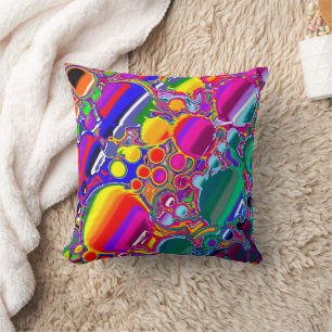 Rainbow Blast Abstract Art   Cushion