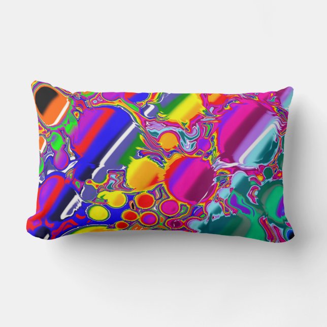 Rainbow Blast Abstract Art   Lumbar Cushion (Front)