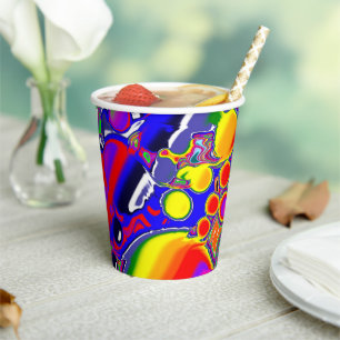 Rainbow Blast Abstract Art   Paper Cups