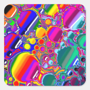 Rainbow Blast Abstract Art Square Sticker