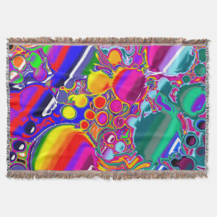 Rainbow Blast Abstract Art   Throw Blanket