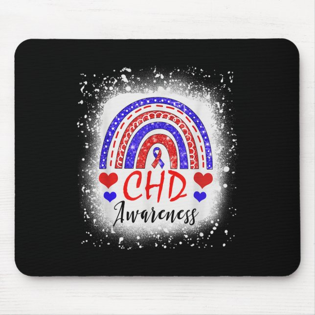 Rainbow Bleached Chd Congenital Heart Defect Aware Mouse Mat (Front)
