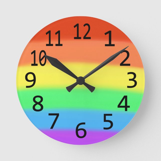 Rainbow Blends Black Numbers Wall Clocks (Front)