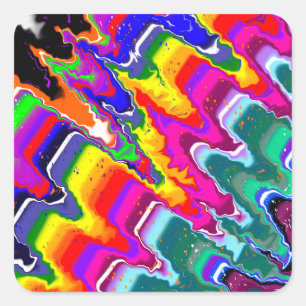 Rainbow Blip Abstract Digital Art Square Sticker