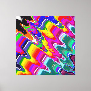 Rainbow Blip Colour Burst Fluid Art Canvas Print