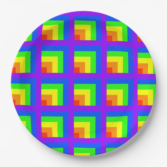 Rainbow Blocks Party Plates - set 3 (Front)