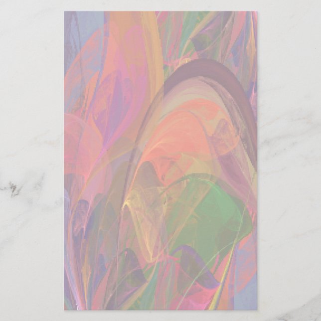 Rainbow Blossom Fractal Stationery (Front)
