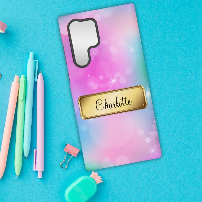 Rainbow Blue and Pink Bokeh Samsung Galaxy S22 Ultra Case (Creator Uploaded)