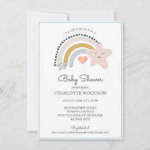 Rainbow Blue Baby Shower Invitation