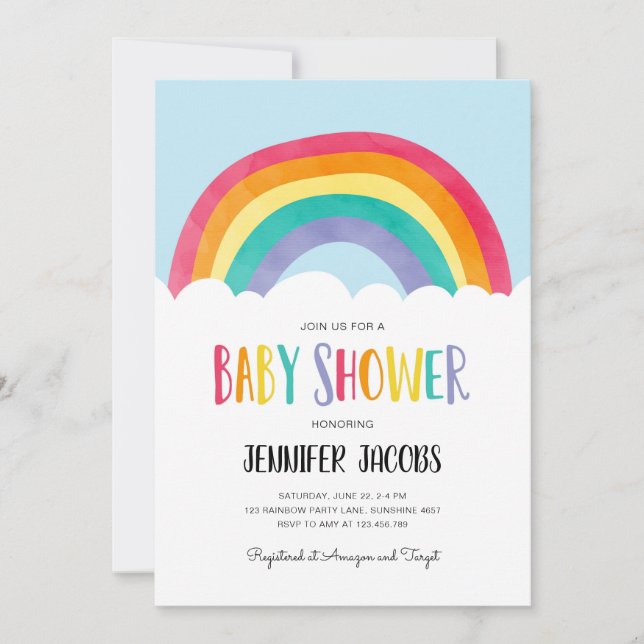 Rainbow Blue Boy Neutral Baby Shower Invitation (Front)