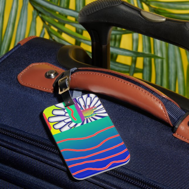 Rainbow Blue Floral    Luggage Tag (Front Insitu 1)