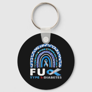 Rainbow Blue Grey Ribbon Fck Type 1 Diabetes Aware Key Ring