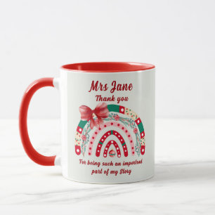 Rainbow blue & pink personalised best teacher mug