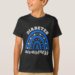 Rainbow Blue Ribbon T1d Type 1 Diabetes Awareness  T-Shirt