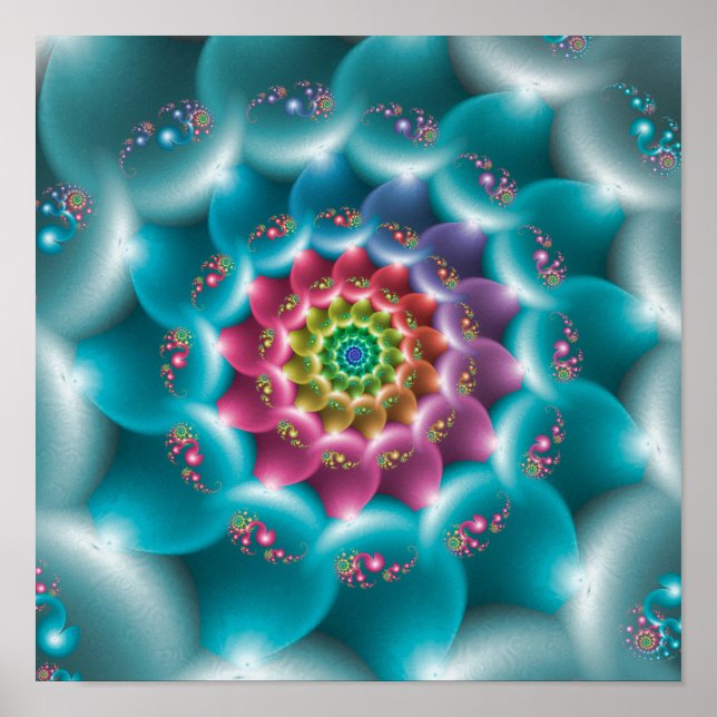 Rainbow Blue Spiral Poster (Front)