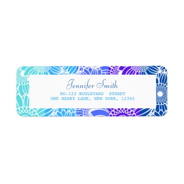 Rainbow Blue Stripes Floral Birthday Address (Front)