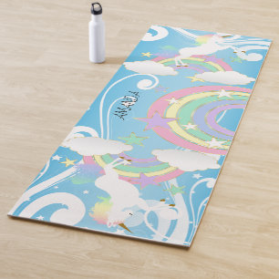 Rainbow Blue Unicorn Yoga Mat